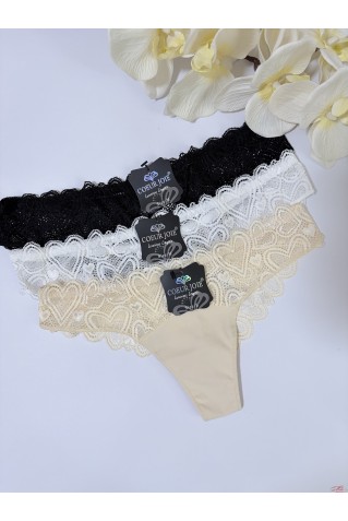 Трусики бразилиана из микрофибры и кружева Coeur Joie 2286